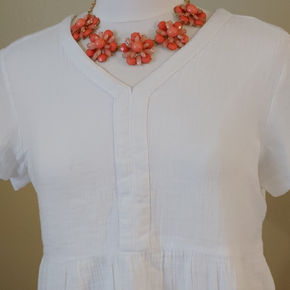 Beach Lunch Lounge - White Cotton peasant shirt with ruffle hem Size - S - Picture 3 of 6